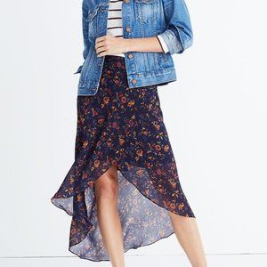 Madewell high-low faux-wrap midi skirt